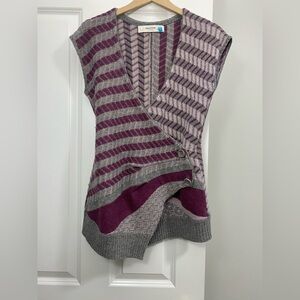 SPARROW Sweater Vest S ANTHROPOLOGIE Lambswool Wrap Chevron Sleeveless Gray